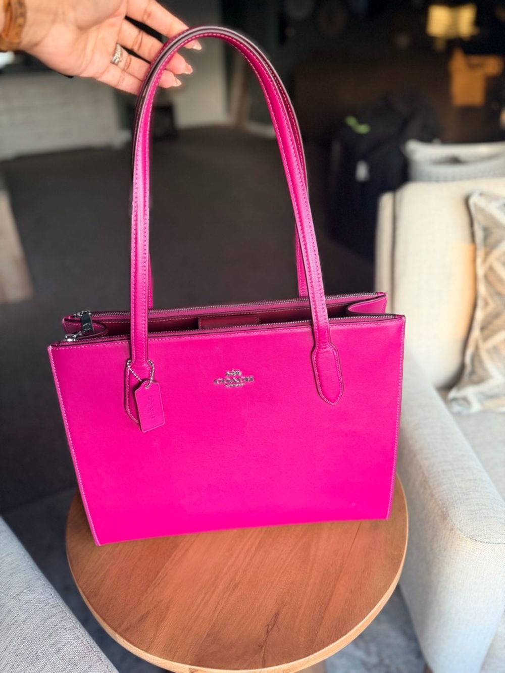 Coach Fuchsia Leather Tote – Like New | Vibrant Pink